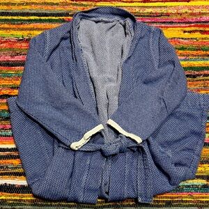 Coyuchi Organic Cotton Waffle Robe – Blue S/M – Made in Turkey